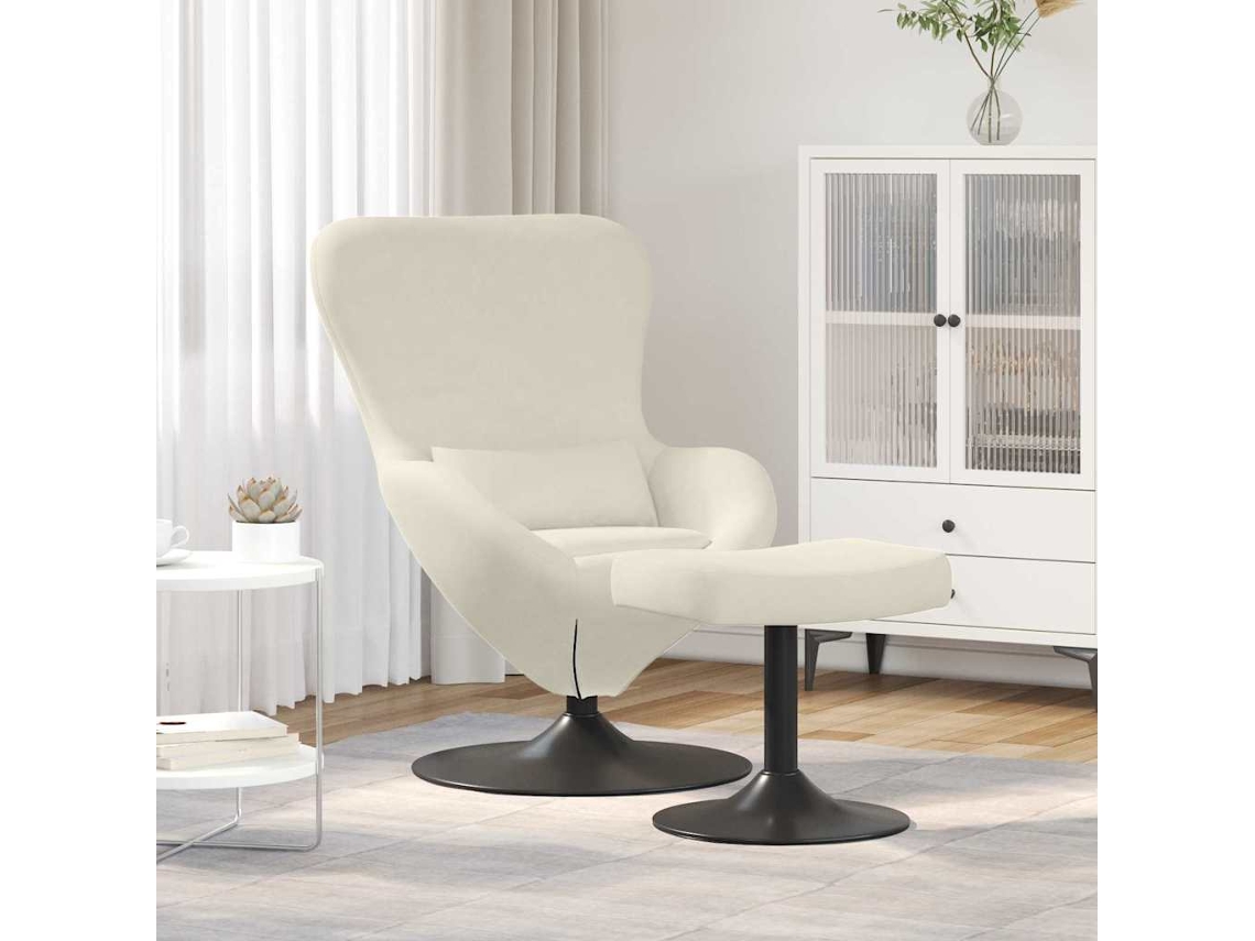 Vidaxl Cadeira Egg Com Puff Creme Veludo