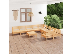 Vidaxl 10 Pcs Conjunto Lounge De Jardim Pinho Maciço
