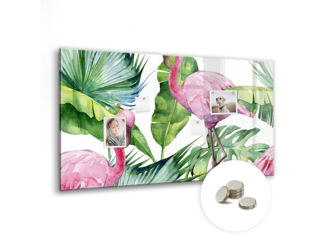 Quadro Magnético De Parede Natureza Flamingos Para O Quarto Das Crianças Espelharte (120x60 Cm)