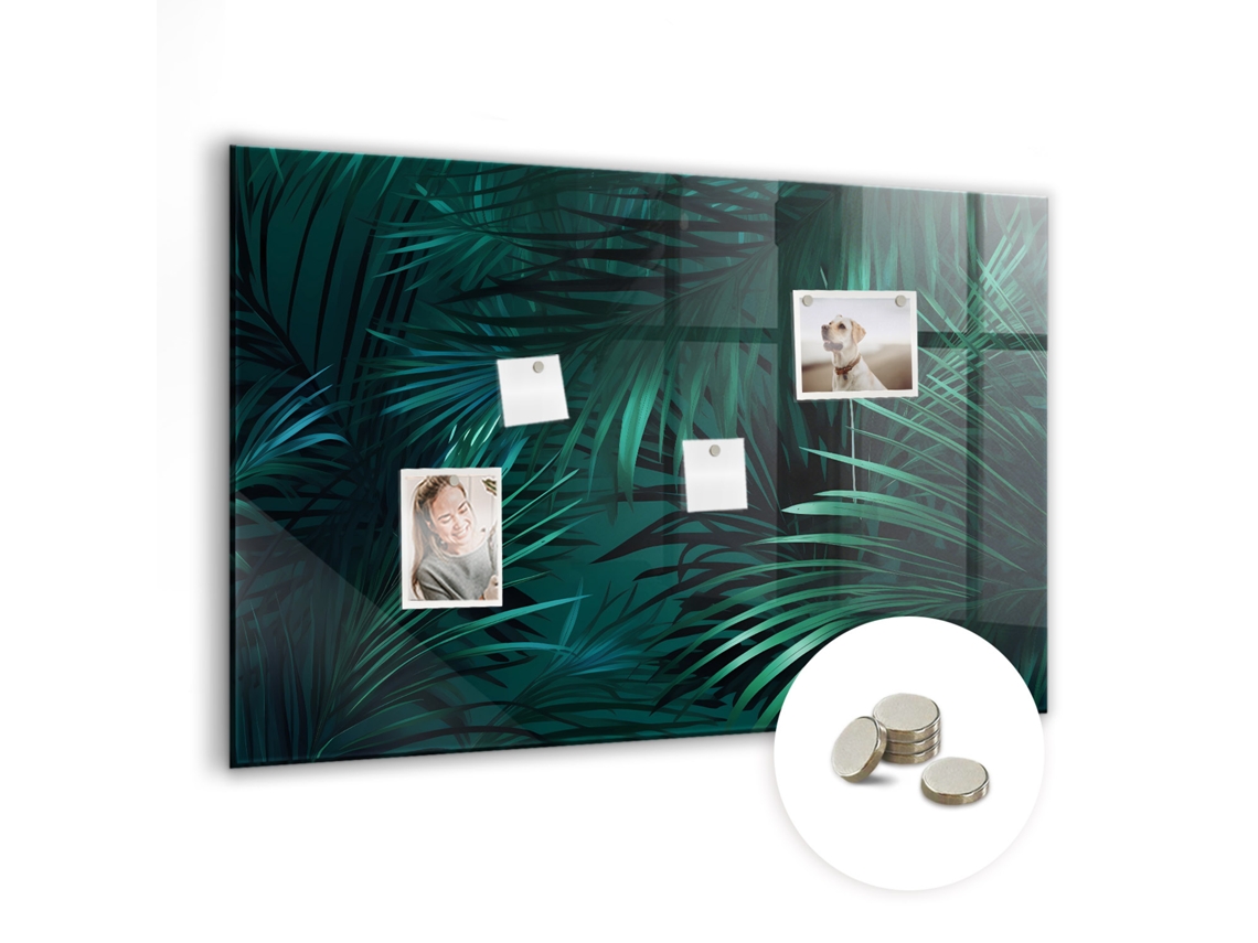 Quadro De Vidro Magnético Folhas Tropicais Para O Quarto Das Crianças Espelharte (90x60 Cm)