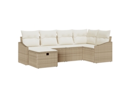 Conjunto 6 Conjunto De Sofá De Jardim Vidaxl Bege Vime Pe