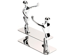 Suportes De Livros De Metal Preto Heavy Duty Com Design Criativo Antiderrapante Para Estantes, 1 Par (prata)