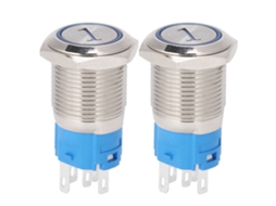 Interruptor De Botão Momentâneo Com Led 16mm Reset 5 Pinos 3-6vdc Azul 2pcs