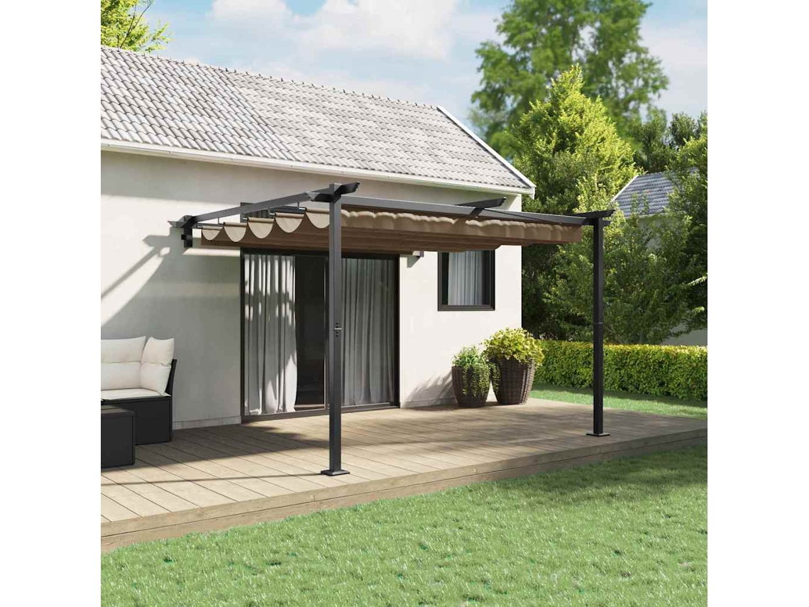 Vidaxl Gazebo 300 X 300 X 200 Cm Cinzento-acastanhado Poliéster