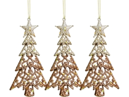Conjunto De 3 Peças De Decoração Natalina Festiva | Decoração De Estrela Em Estilo Rústico Para O