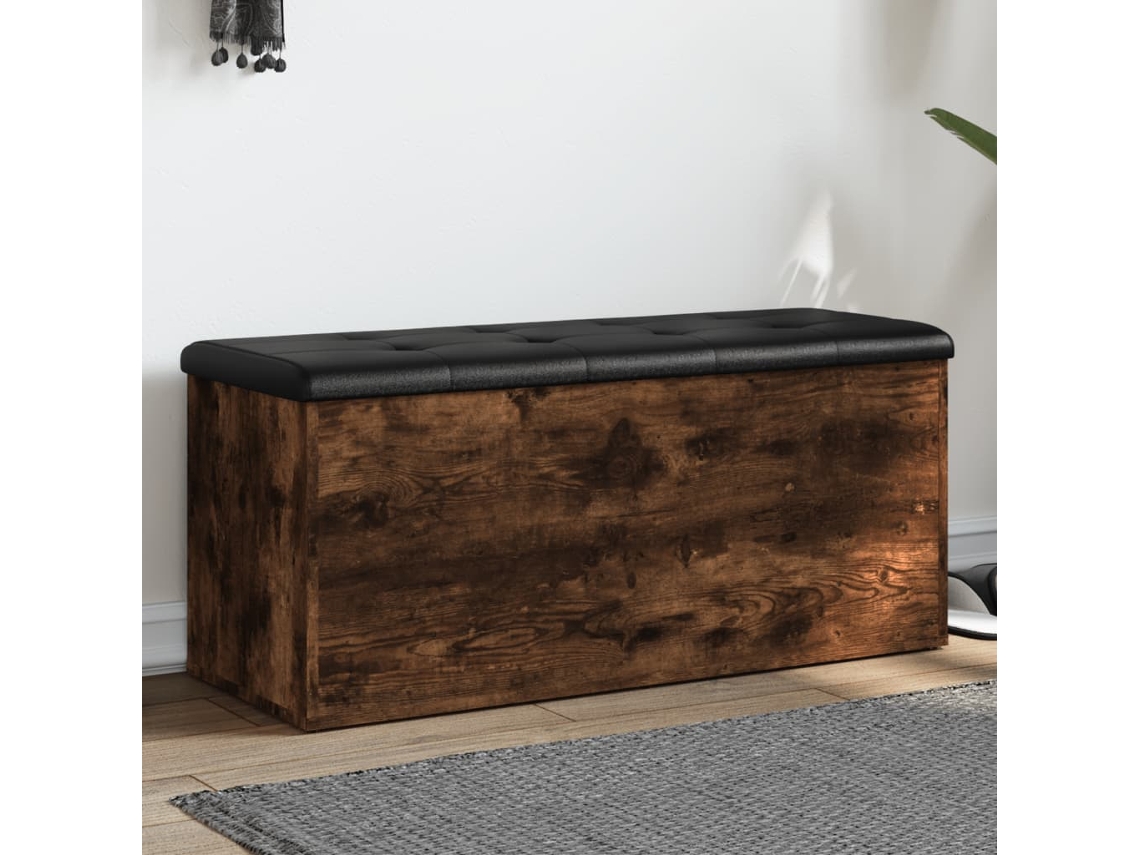 Vidaxl Banco Arrumação 102x42x45 Cm Derivados Madeira Carvalho Fumado