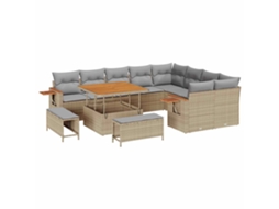 Maison Exclusive - Conjunto De Sofá De Jardim 12 Pcs Bege Vime Pe
