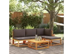 Vidaxl Conjunto De Sofás De Jardim Vidaxl De 5 Peças Com Almofadas De Madeira De Acácia E Corda