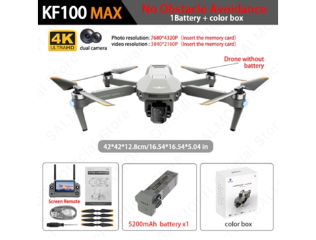 Drone Gps Profissional Com Câmera 4k Hd, Controle Com Tela, Gimbal 3 Eixos, Desvio De Obstáculos E Motor Brushless Para Voo Fpv. Aeuzwr