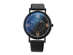 Reloj De Pulsera Hombre Cuero Pu Dial Redondo Reloj De Cuarzo Casual Negro