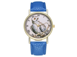 Relógio de pulso de quartzo elegante e moderno para mulheres e homens, com estampa de desenho animado, azul.