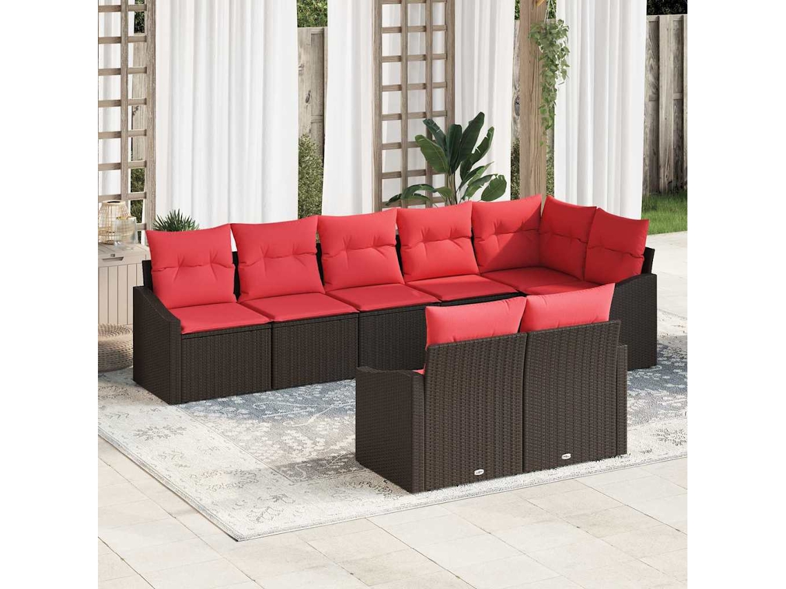 Vidaxl Conjunto De Sofás 8 Unid. Castanho Vime Pe