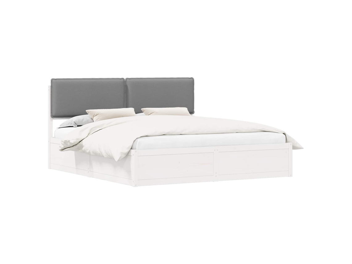 Estrutura de Cama com Cabeceira Estofada Cinzento Claro MAISON EXCLUSIVE