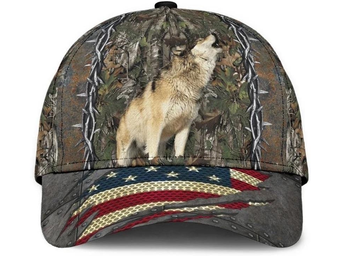 Boné Trucker Respirável com Proteção UV, Camuflagem Lobo, Modelo 799, para Homens e Mulheres | S/MARCA