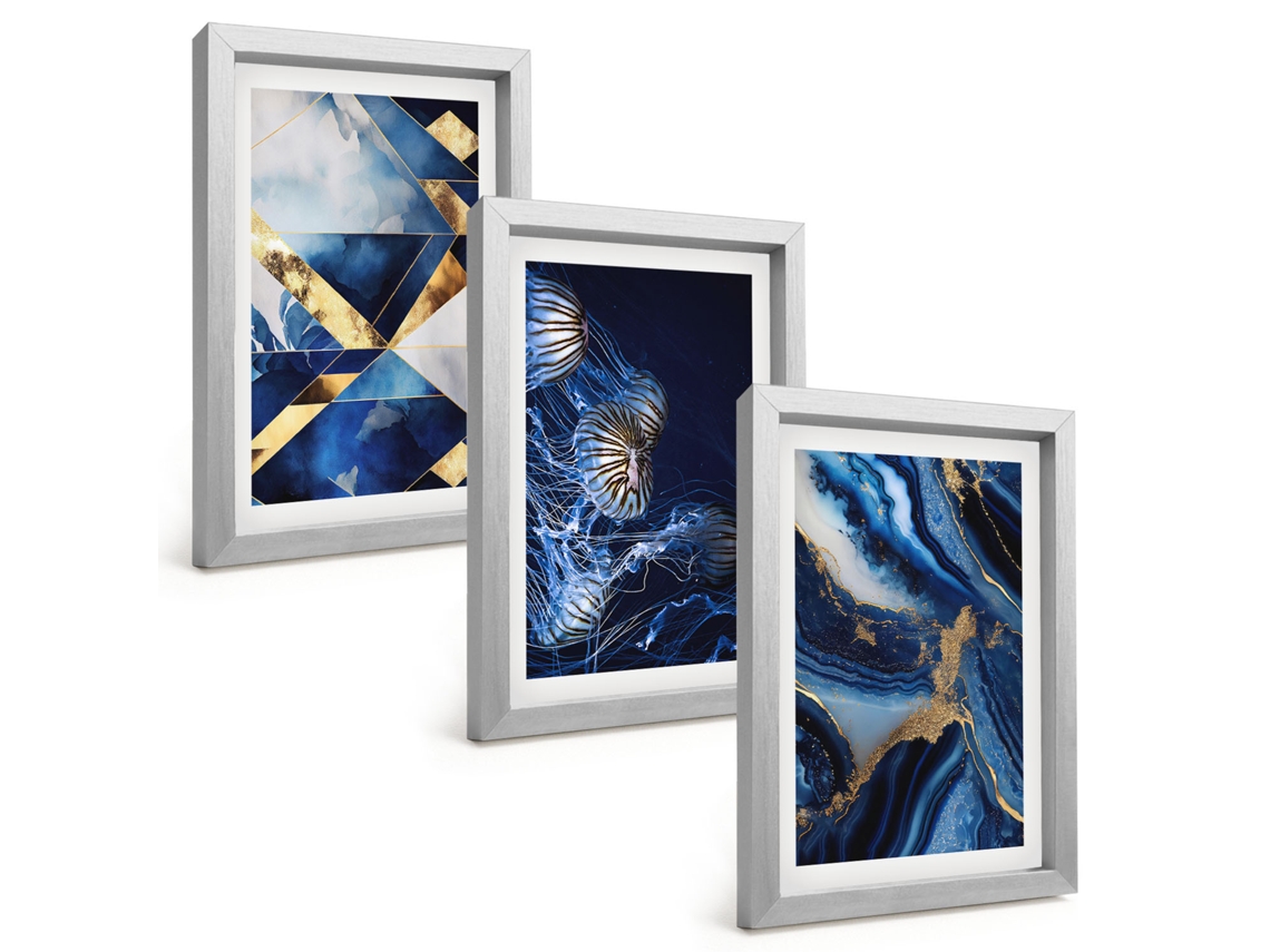 Composição De Quadros Padrões Abstratos Elegantes Espelharte (3 Peças 20x30 Cm)