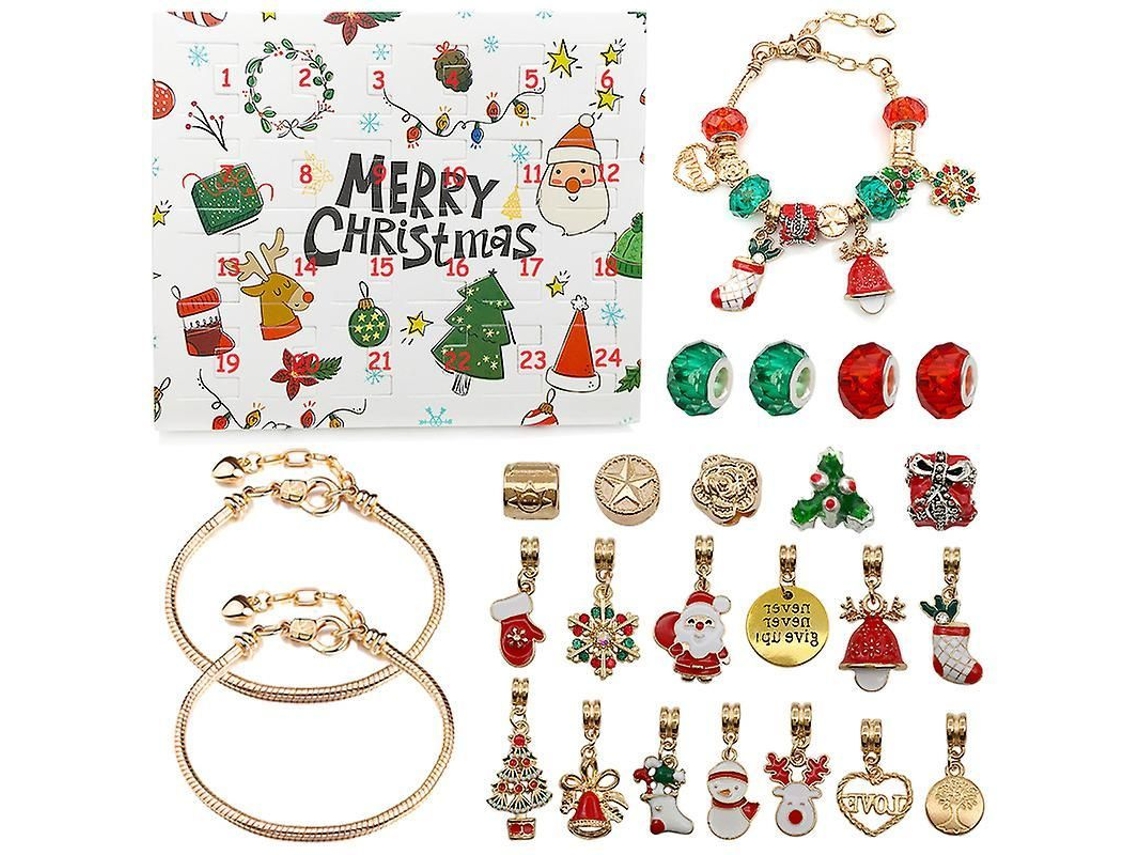 Fasst calendário de Advento Navideño de 24 Dias Caixa Misteriosa Pulseiras Diy Criativas Presente para Meninas