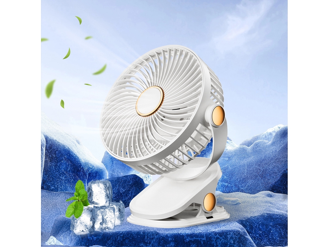 Ventilador USB com clipe para escritório (branco)