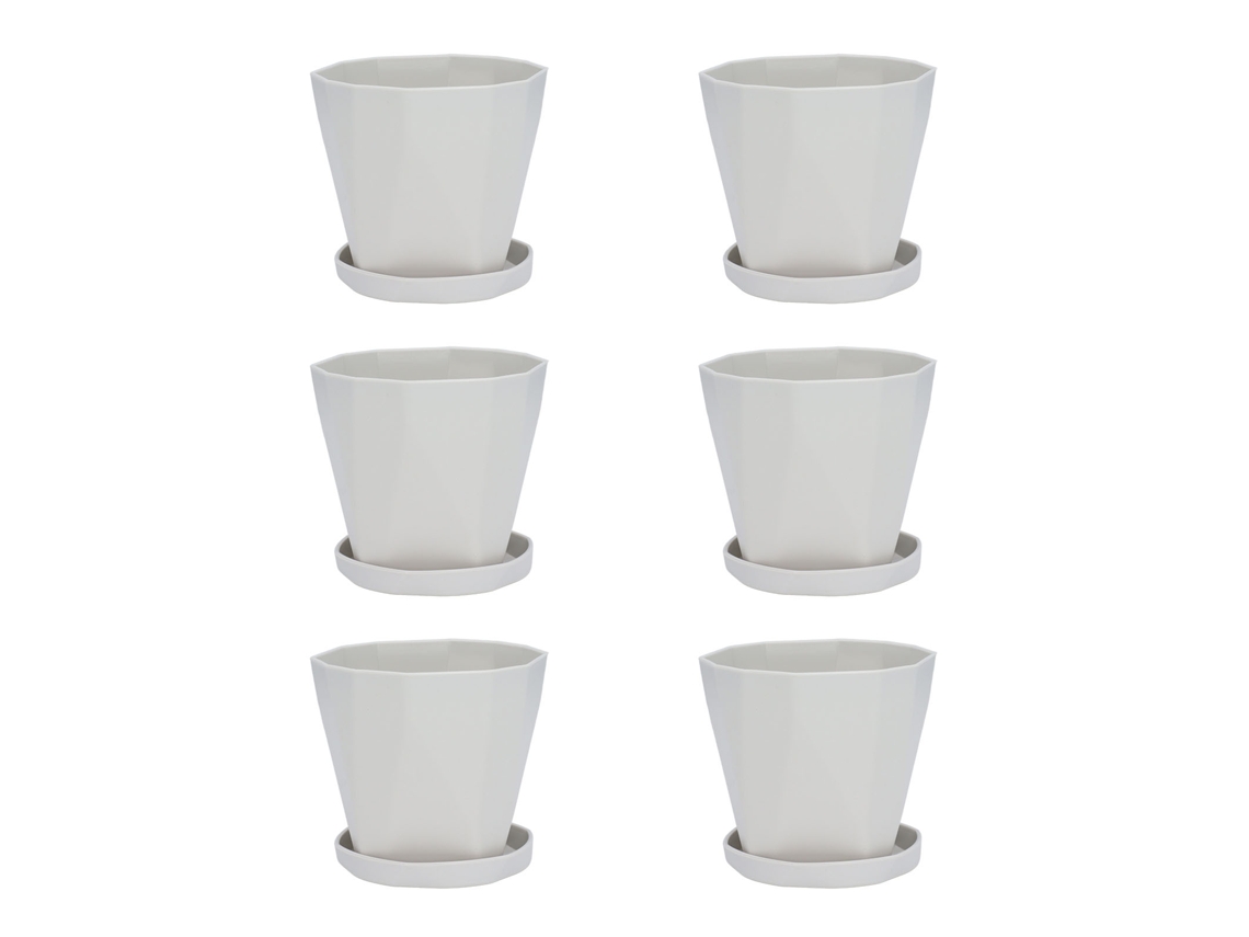 Vasos De Plástico Para Plantas Com Bandejas Estilo Simples Cinza Claro