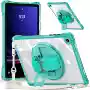 Capa Protetora Fina Transparente Para Samsung Tablet A9 11 Pol., Com Suporte Giratório, Pegador Silicone E Cordão Verde Claro Sfushos
