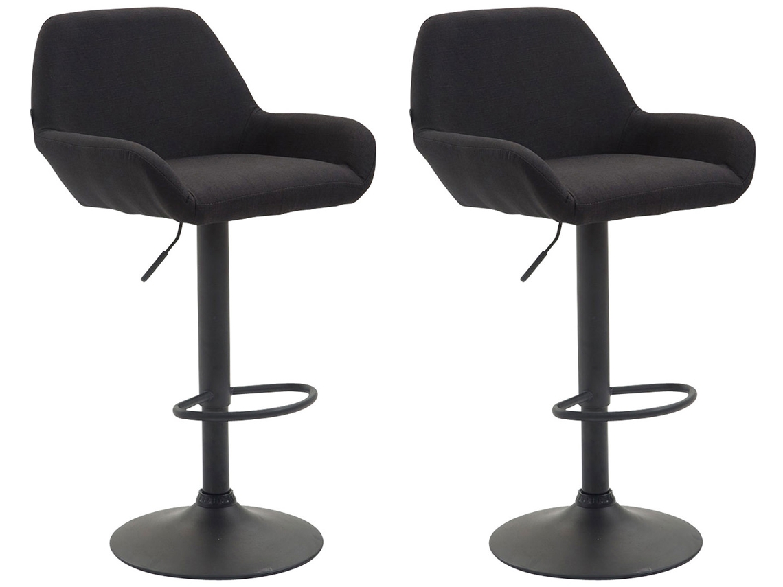 Conjunto De 2 Bancos De Bar Em Tecido Braga Preto/preto Clp
