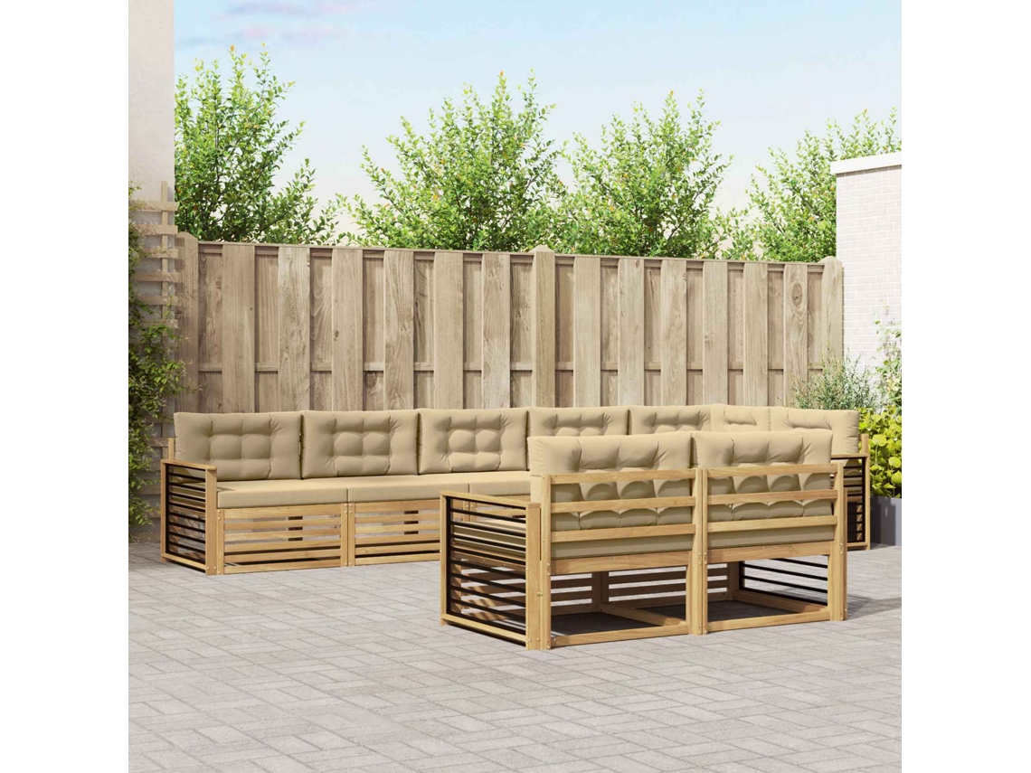 Vidaxl Conjunto De Sofás Para Exterior 8 Unid. Branco E Bege Poliéster
