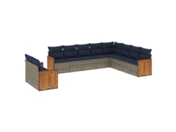 Conjunto de Sofá de Jardim, 10 Peças, Almofadas, Rattan Cinza MAISON EXCLUSIVE