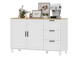 Aparador 2 Portas com Prateleira Ajustável 120x38x76 Cm Branco
