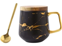 Conjunto De Xícaras Chá E Café Porcelana Para Da Tarde Padrão Mármore Preto Alto Aquaforge