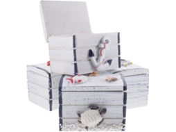 Conjunto 4 Pequenas Caixas Joias Oceânico Materiais Naturais Compactas Decorativas Penteadeira Estilo Delicado GOKOCO