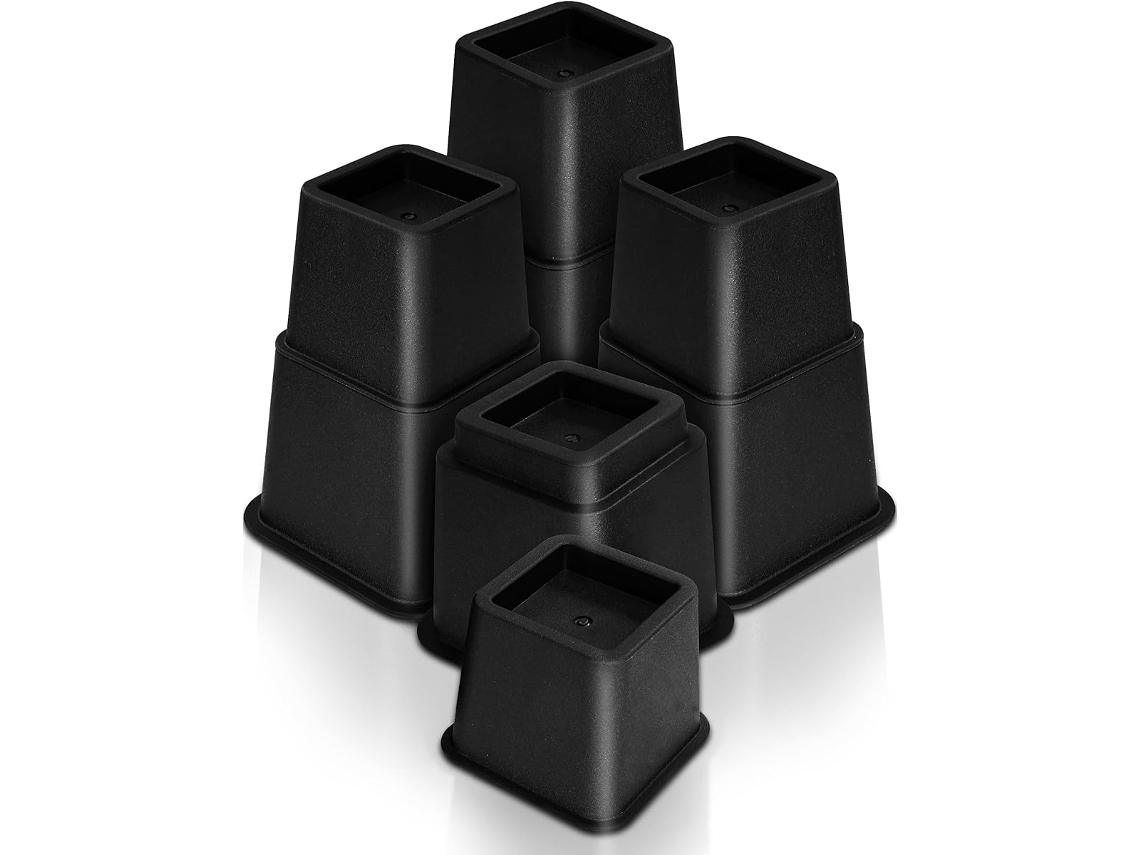 Elevador de móveis Lurelia, conjunto de 4, reforçado, plástico, para cama, sofá e mesa, 20 cm, preto, 600 kg, base rígida