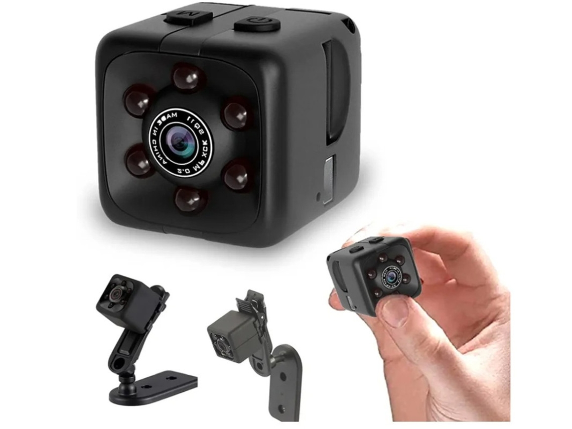 Mini câmera espiã oculta, pequena câmera de segurança sem fio com visão noturna 1080P e detecção de movimento para ambientes internos e externos, preta Bestvite