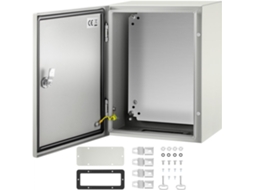 Caixa Eléctrica Em Aço 40x30x20 Cm Ip66 Com Fecho E Placa De Montagem Para Exterior