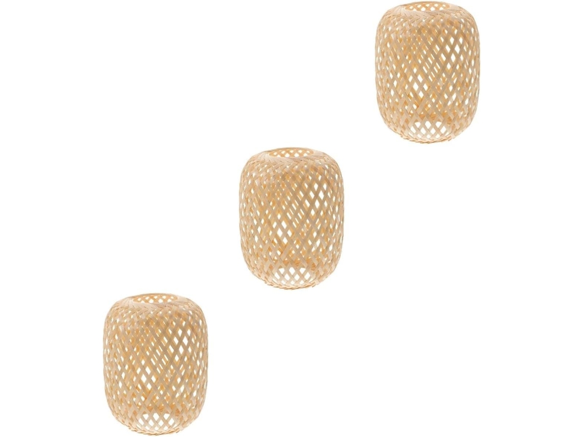 Conjunto De 3 Abajures Rústicos De Bambu Trançado, Decoração Para Casa