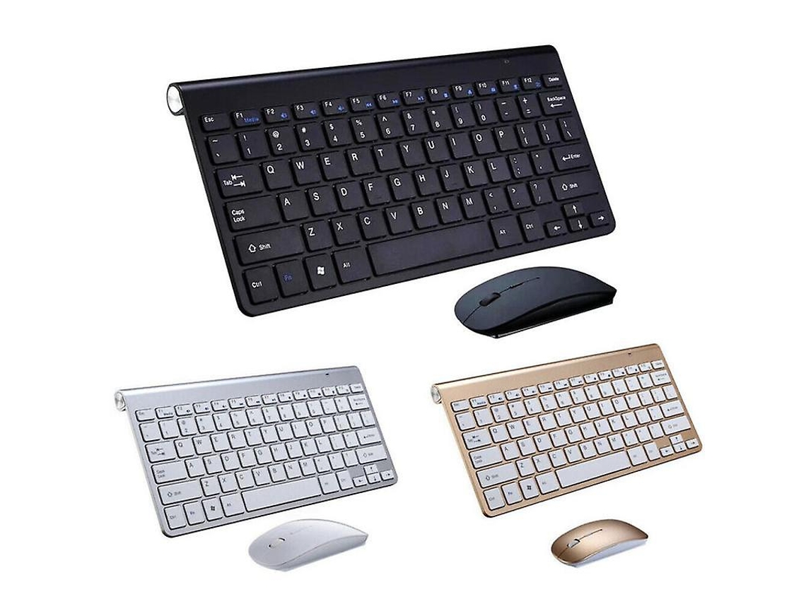 Mini Teclado Sem Fio Bluetooth E Conjunto 2.4ghz 3a Alimentado Por Bateria 1200 Dpi Ultrafino Slowmoose