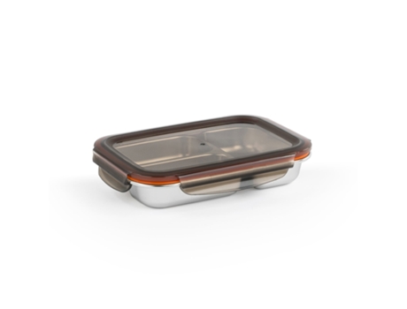 Recipiente para Alimentos CUITISAN Retangular Compartimentado (0.56L - Prata - 22 x 15.7 x 5 cm - Aço Inoxidável)