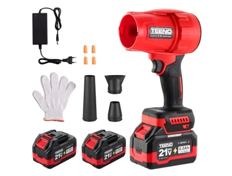 Soprador De Folhas Sem Fio Teeno |21v |com 2 Baterias De 6,0 Ah |velocidade Do Vento Até 116 Km/h |35.000 Rpm