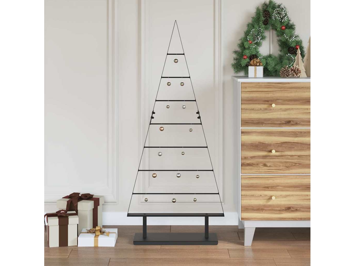 Vidaxl Árvore De Natal De Metal Preto 125,5 Cm Aço