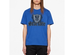 Rockinstone Scarface Movie Shield And Guns Solid Royal Adult T-shirt Size:xl