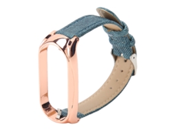 Pulseira de Tecido Ajustável Transpiravel para Mi Band 7 Mi Band 7 Nfc Azul com Caixa Dourada Rosa