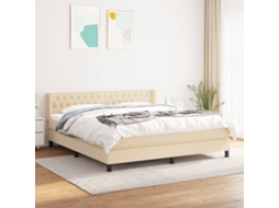 Vidaxl Cama Com Molas/colchão 180x200 Cm Tecido Cor Creme
