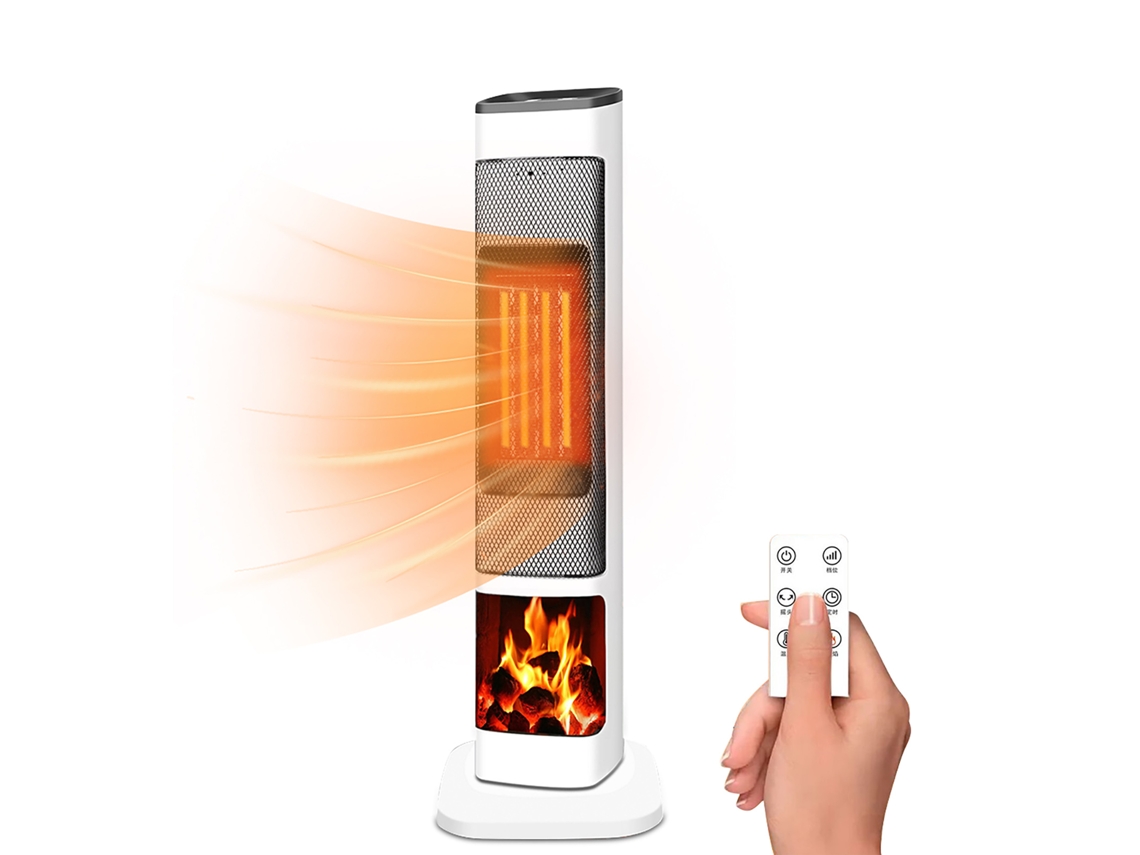 Laxiscreed Aquecedor Portátil Com Controlo Remoto, Efeito Chama 3d E Modo Aquecimento E Arrefecimento