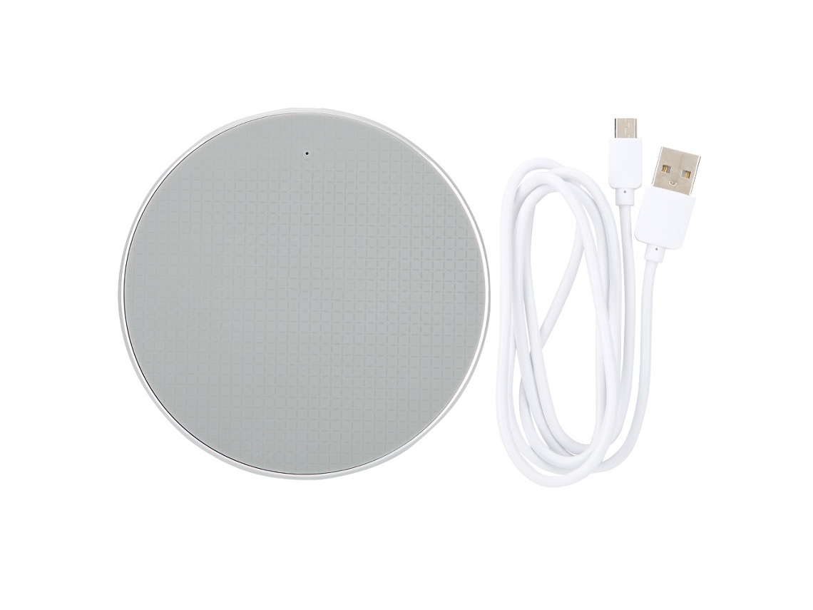 Cargador inalámbrico rápido inteligente 10 W base carga redonda gris Qi marca