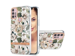 Capa De Celular Motorola Moto G30 / G20 / G10 Com Estampa De Flores Em Tpu E Anel Imd