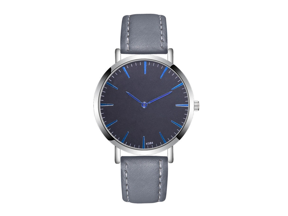 Relógio de Pulso Masculino Estilo Empresarial Quartzo Pulseira de Couro Cinza