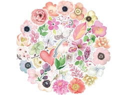 50 Autocolantes De Flores Vinílicos Impermeáveis, Para Portátil/garrafa/bicicleta/mala, Para Crianças/jovens/adultos Igvtrade