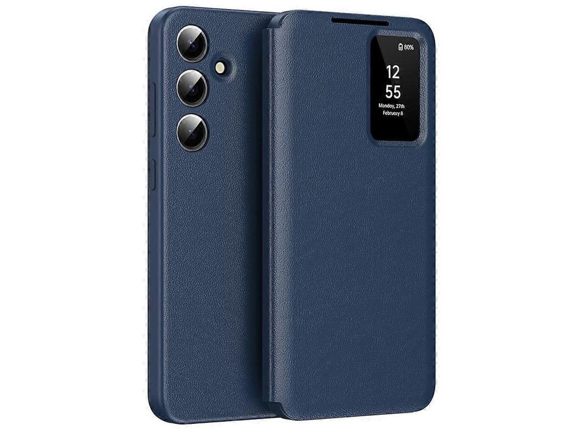 2026 capa de Couro com Janela Smart View e Porta cartões para Samsung Galaxy S25 Fe