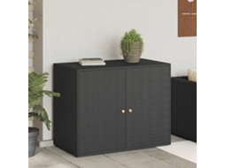 Vidaxl Armário De Armazenamento De Jardim Preto 100x55,5x80 Cm Vime Sintético