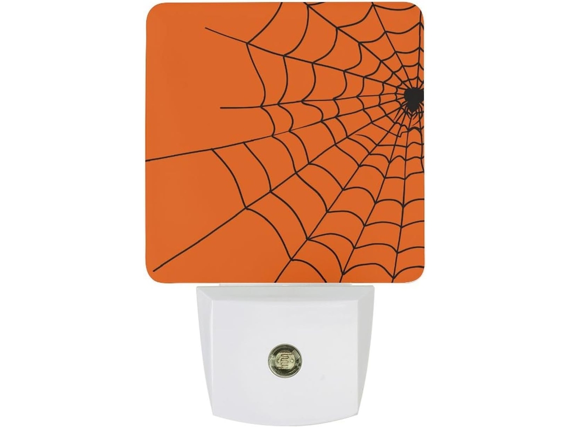 Luminária noturna simples na cor laranja com sensor de LED, luz branca brilhante e suave, ideal para banheiros e quartos.