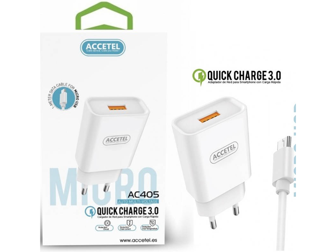 Kit Carregador para Xiaomi Redmi Note 9 ACCETEL AC405W (2.1A - Type-C - Branco)