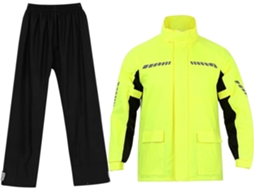 Conjunto masculino Chuva para motociclismo em nylon amarelo com jaqueta refletora.